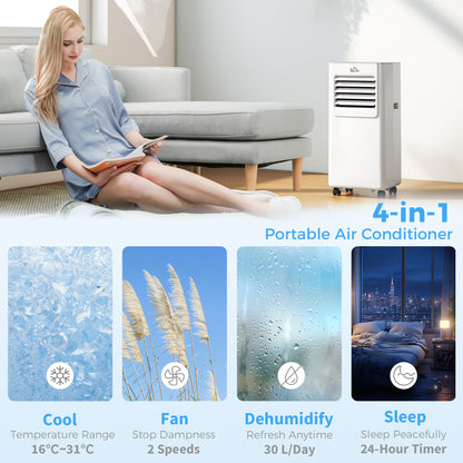 7000 BTU Mobile Air Conditioner Indoor Portable AC Unit w/ RC, White