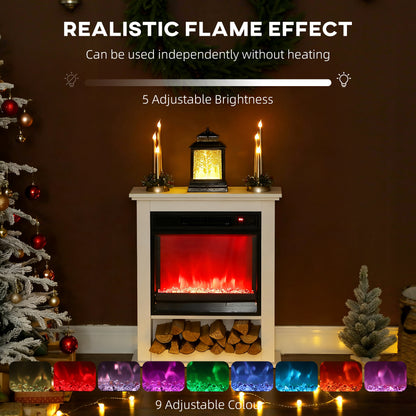 1800W White Electric Fire with Remote & Timer for Living Room
