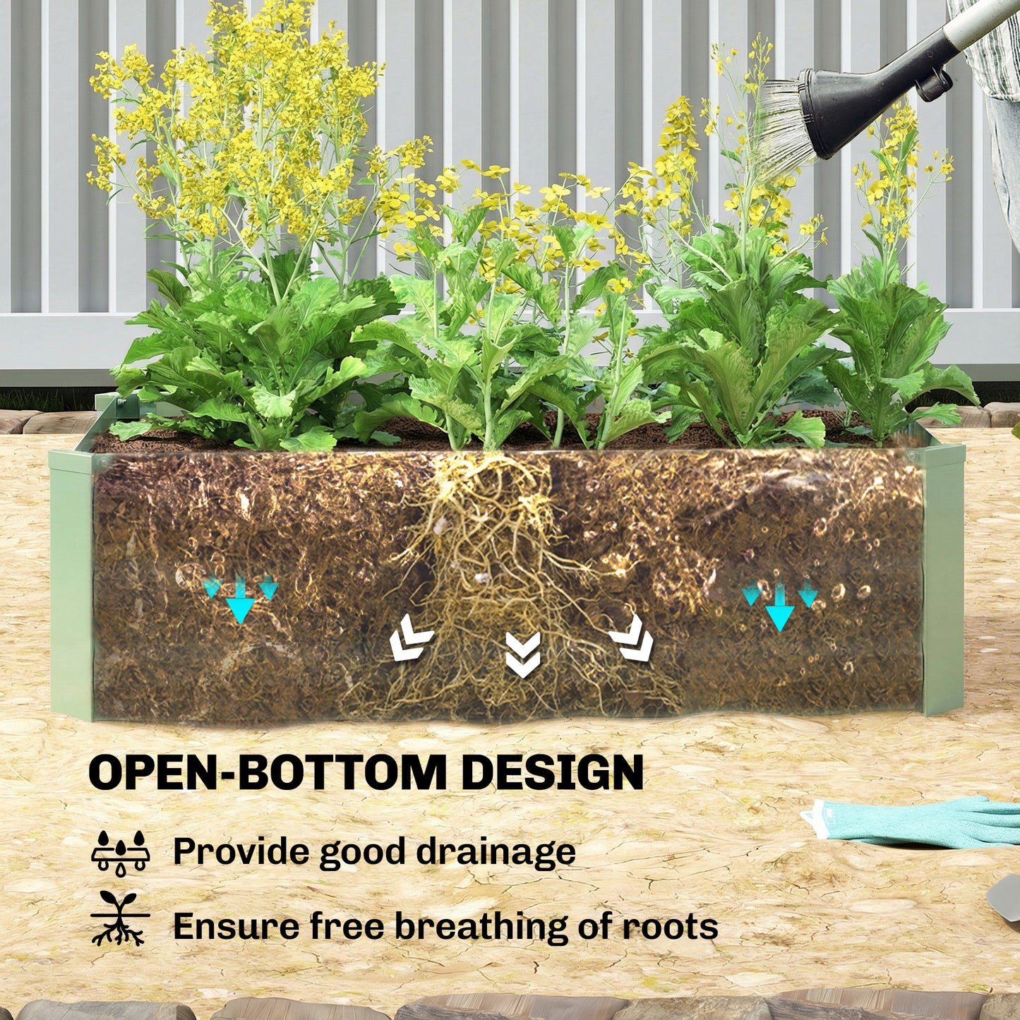 Set of 2 Raised Garden Bed Galvanised Planter Box, Light Green