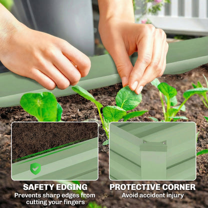 Set of 2 Raised Garden Bed Galvanised Planter Box, Light Green