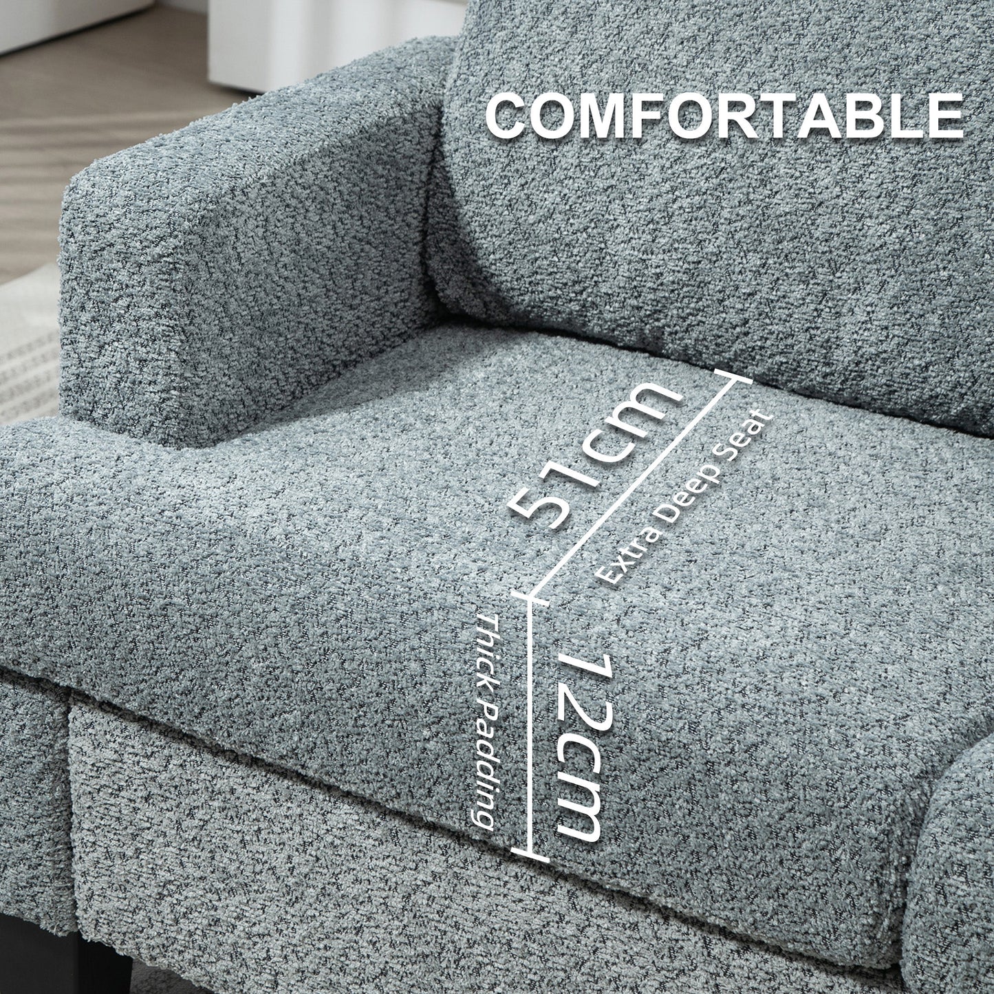 138 cm Chenille Fabric Loveseat Sofa with S-springs, Light Grey