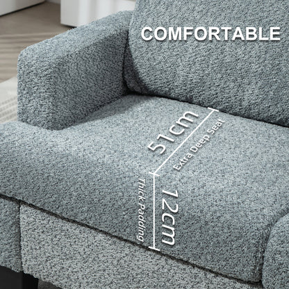 138 cm Chenille Fabric Loveseat Sofa with S-springs, Light Grey