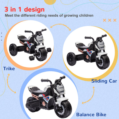 3 in 1 Baby Trike with Headlights, Music, Horn - White