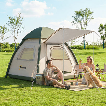 3 Man Inflatable Camping Tent w/ 3000mm Waterproof Rainfly, Beige