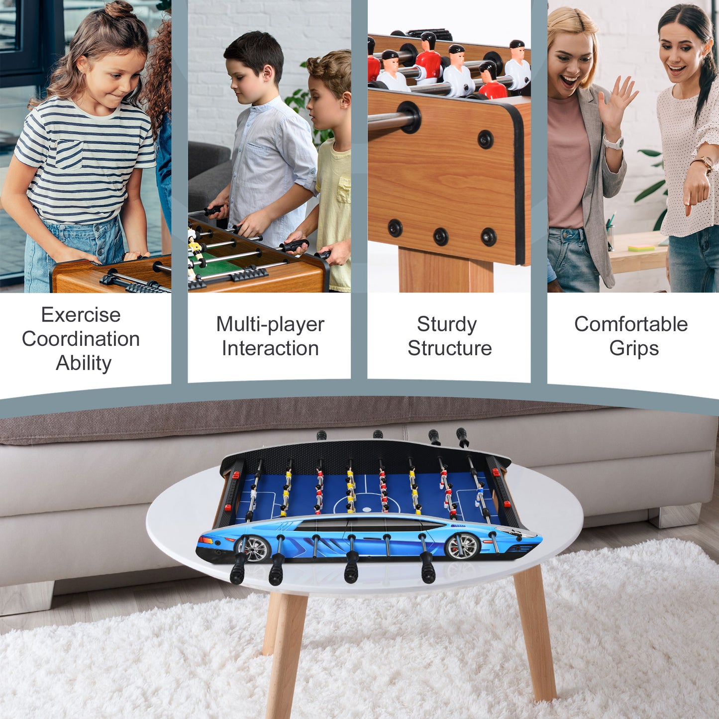 2ft Foosball Table Arcades Competition Sized for Kids, Adults, Indoor