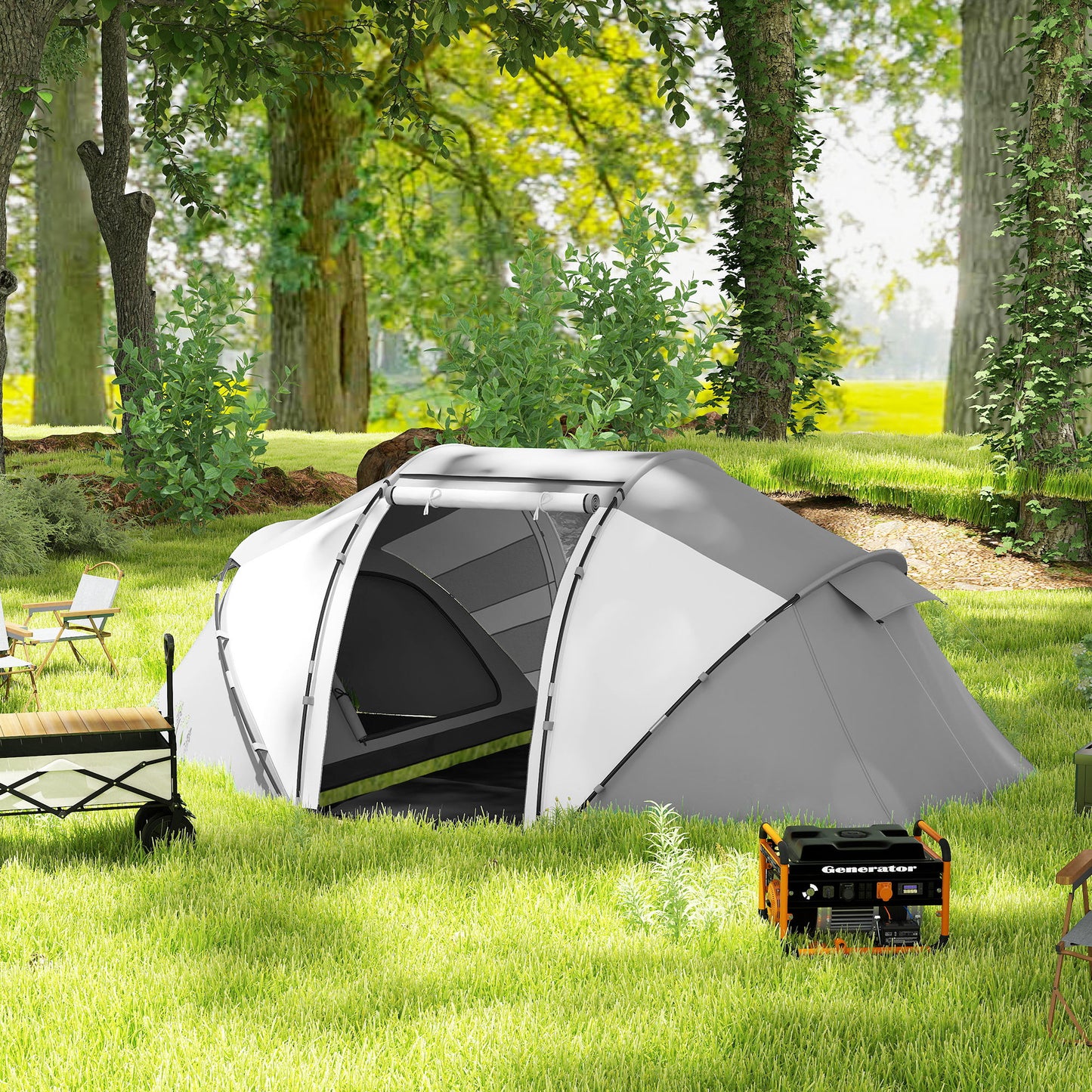 4-6 Persons Camping Tent Dome Family Travel Group Hiking Room Fishing