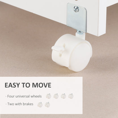 Mobile Printer Stand w/ Storage Shelf Universal Wheels for Home White