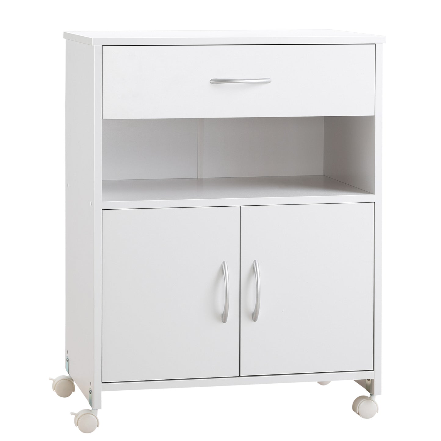 Mobile Printer Stand w/ Storage Shelf Universal Wheels for Home White