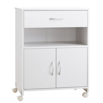 Mobile Printer Stand w/ Storage Shelf Universal Wheels for Home White