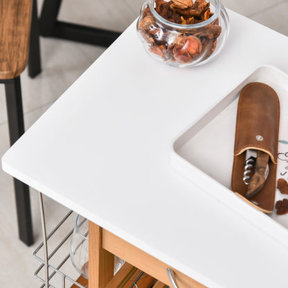 Multi-Use Kitchen Island Trolley Baskets Side Racks Drawer Worktop Brown