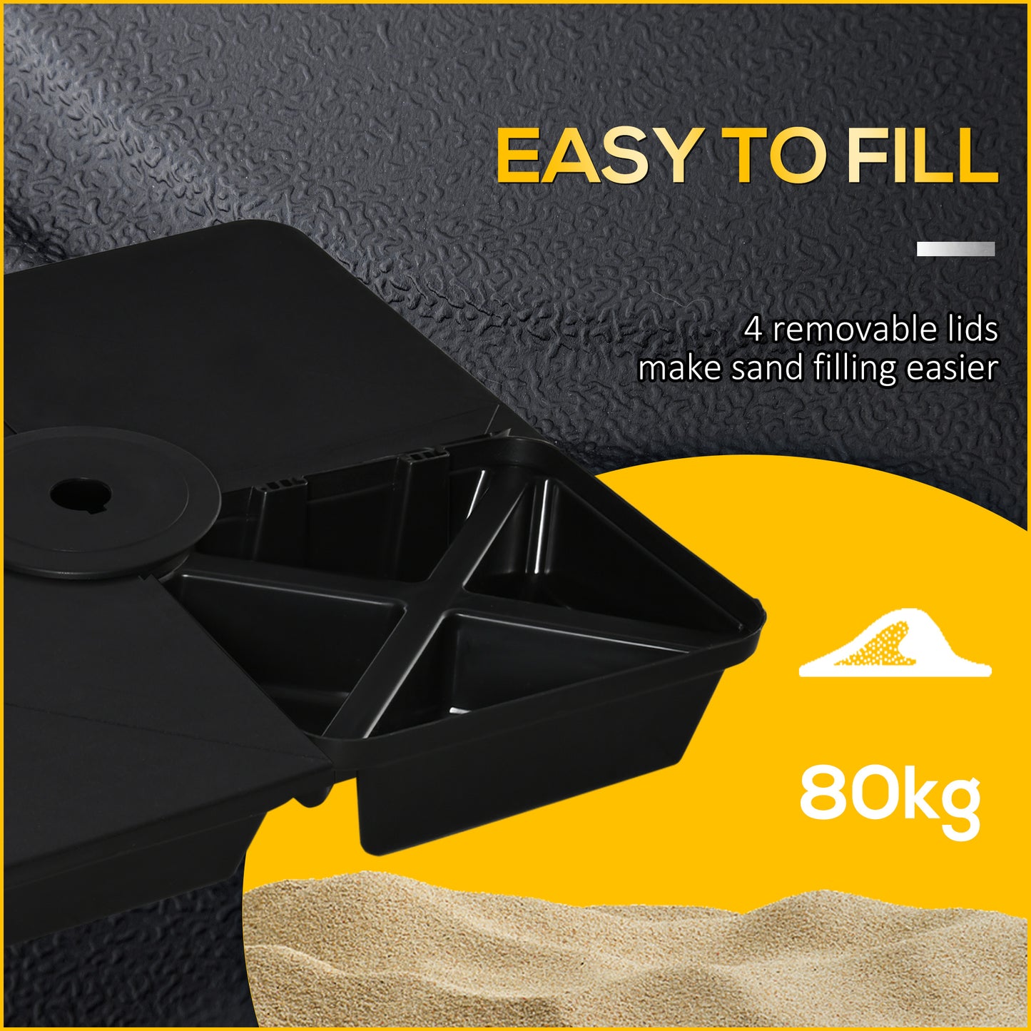 4 Pcs Parasol Umbrella Base Sand Filled Up to 80kg for Banana Hanging