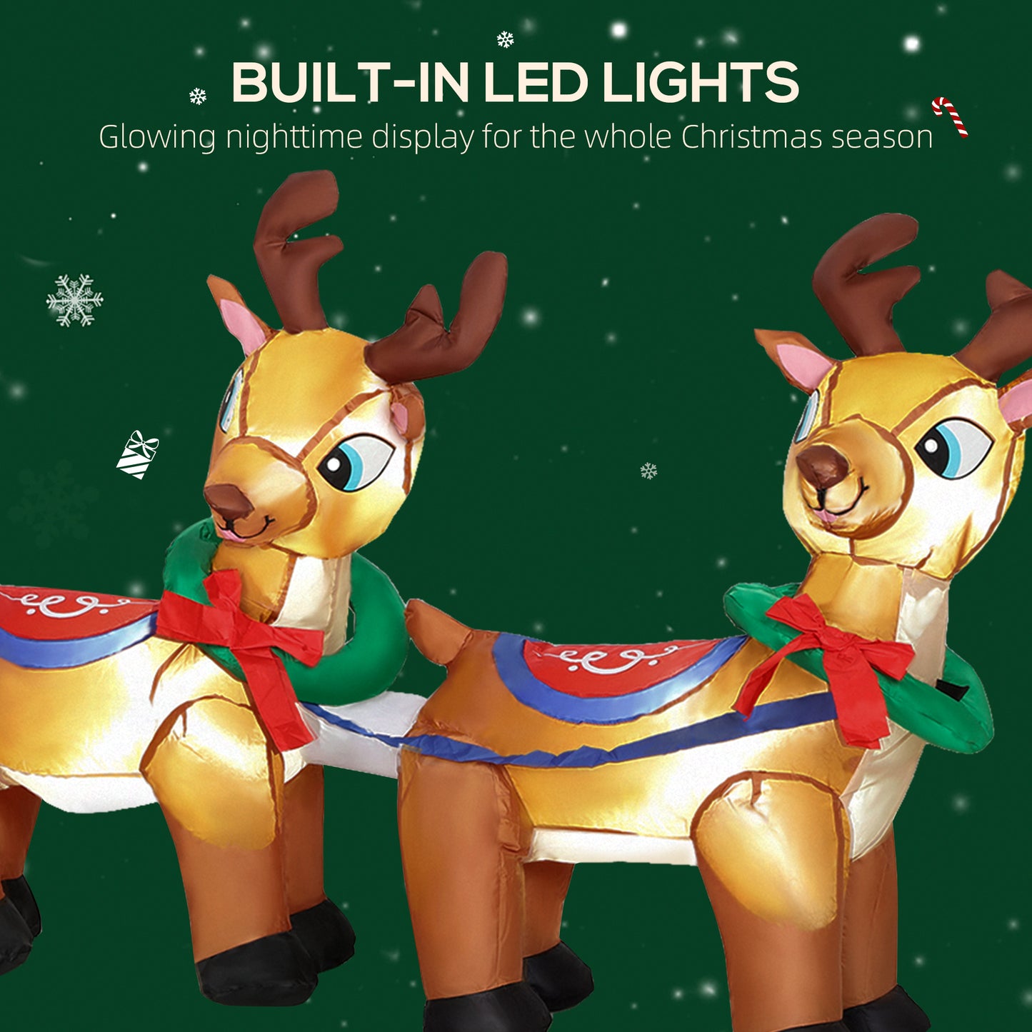 7.9ft Christmas Inflatable Santa on Sleigh, Blow Up Decoration