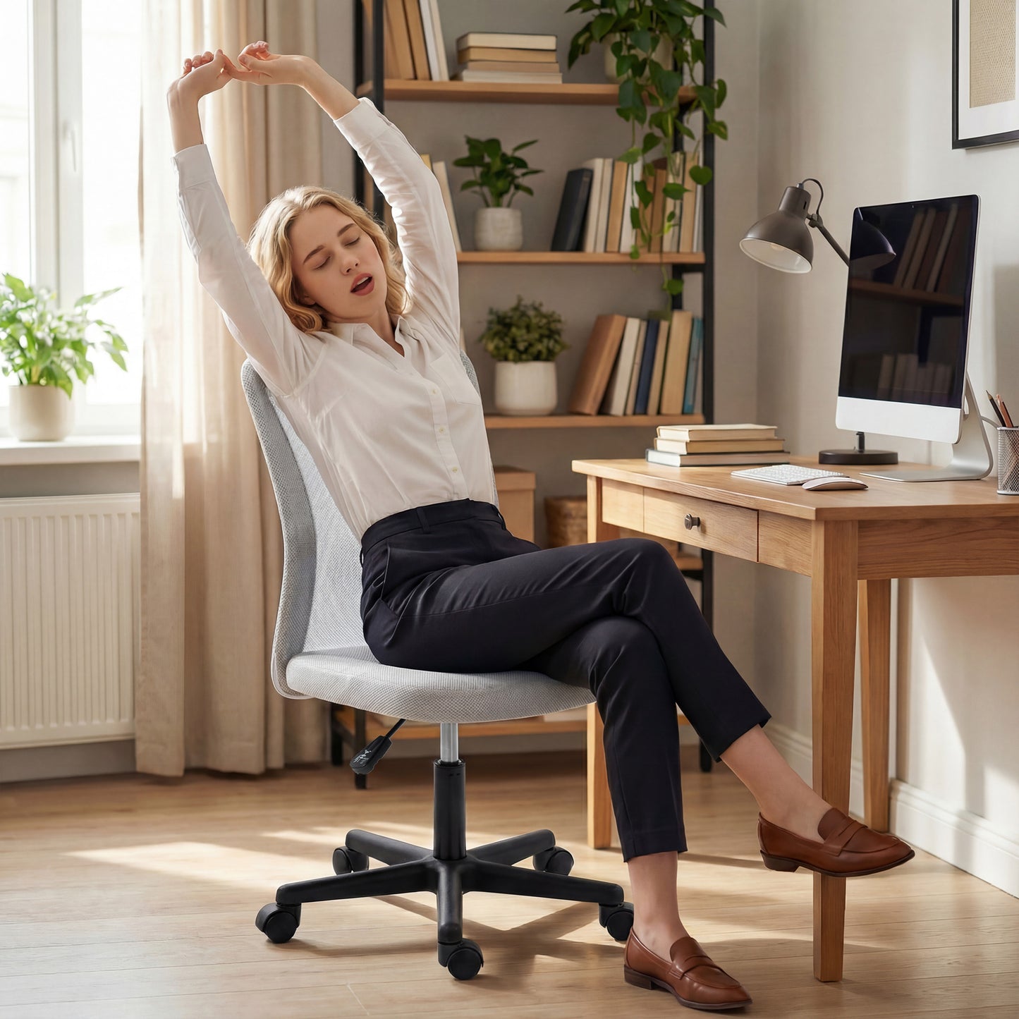 Vinsetto Mesh Office Chair Armless Adjustable Height White