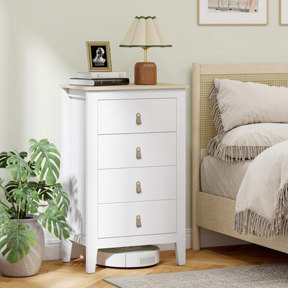Bedroom Chest of Drawers, Modern 4 Drawer Dresser, White