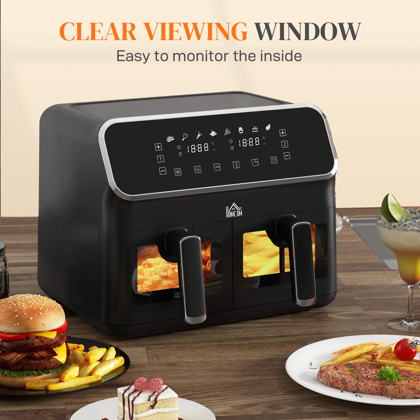 Dual Zone Air Fryer 8L Double Air Fryer with SYNCFinish 2700W Silver