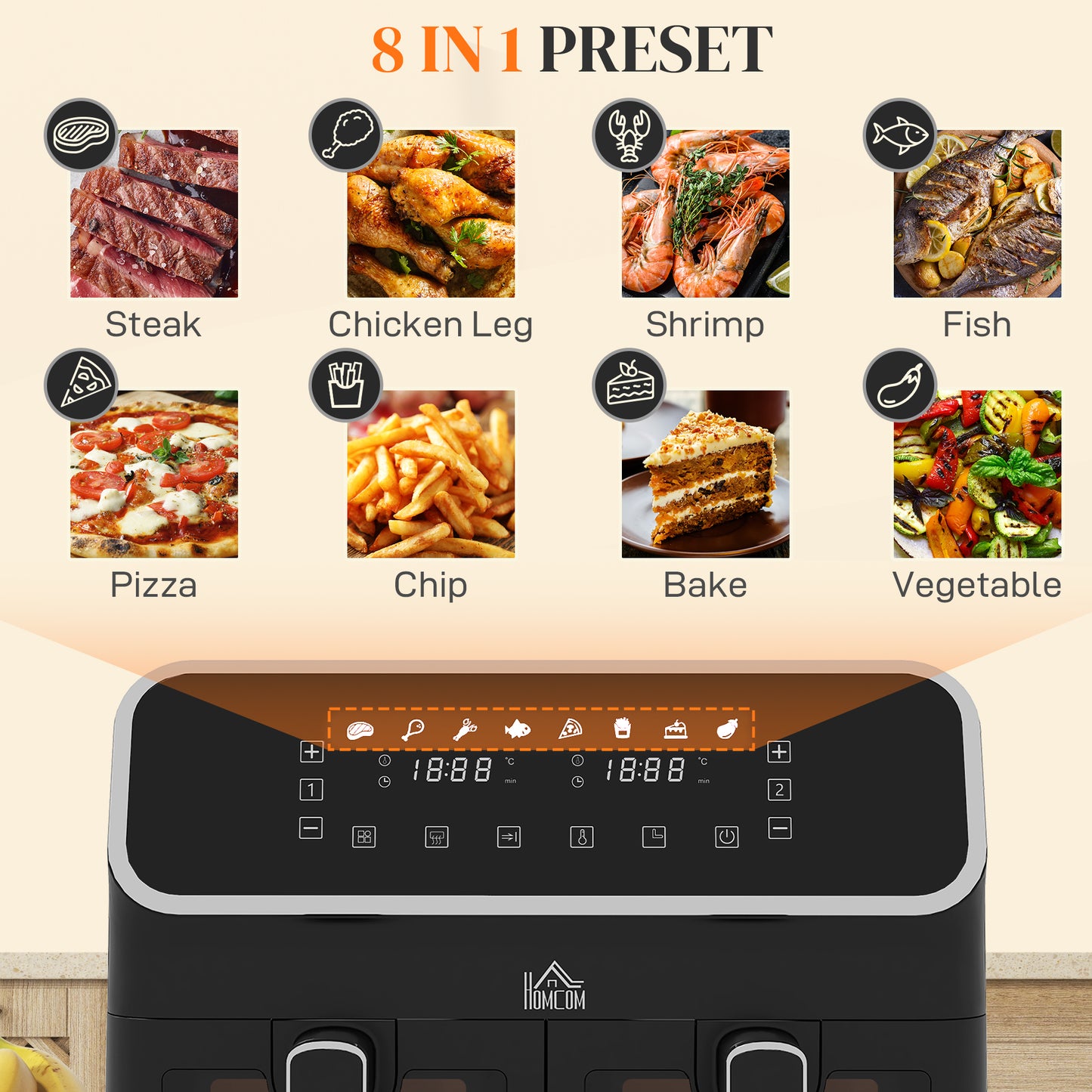 Dual Zone Air Fryer 8L Double Air Fryer with SYNCFinish 2700W Silver