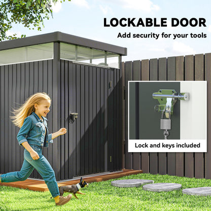 5.3 x 8.5ft Galvanised Steel Garden Shed with Roof Windows