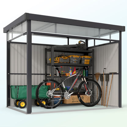 5.3 x 8.5ft Galvanised Steel Garden Shed with Roof Windows