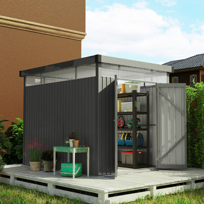 5.3 x 8.5ft Galvanised Steel Garden Shed with Roof Windows