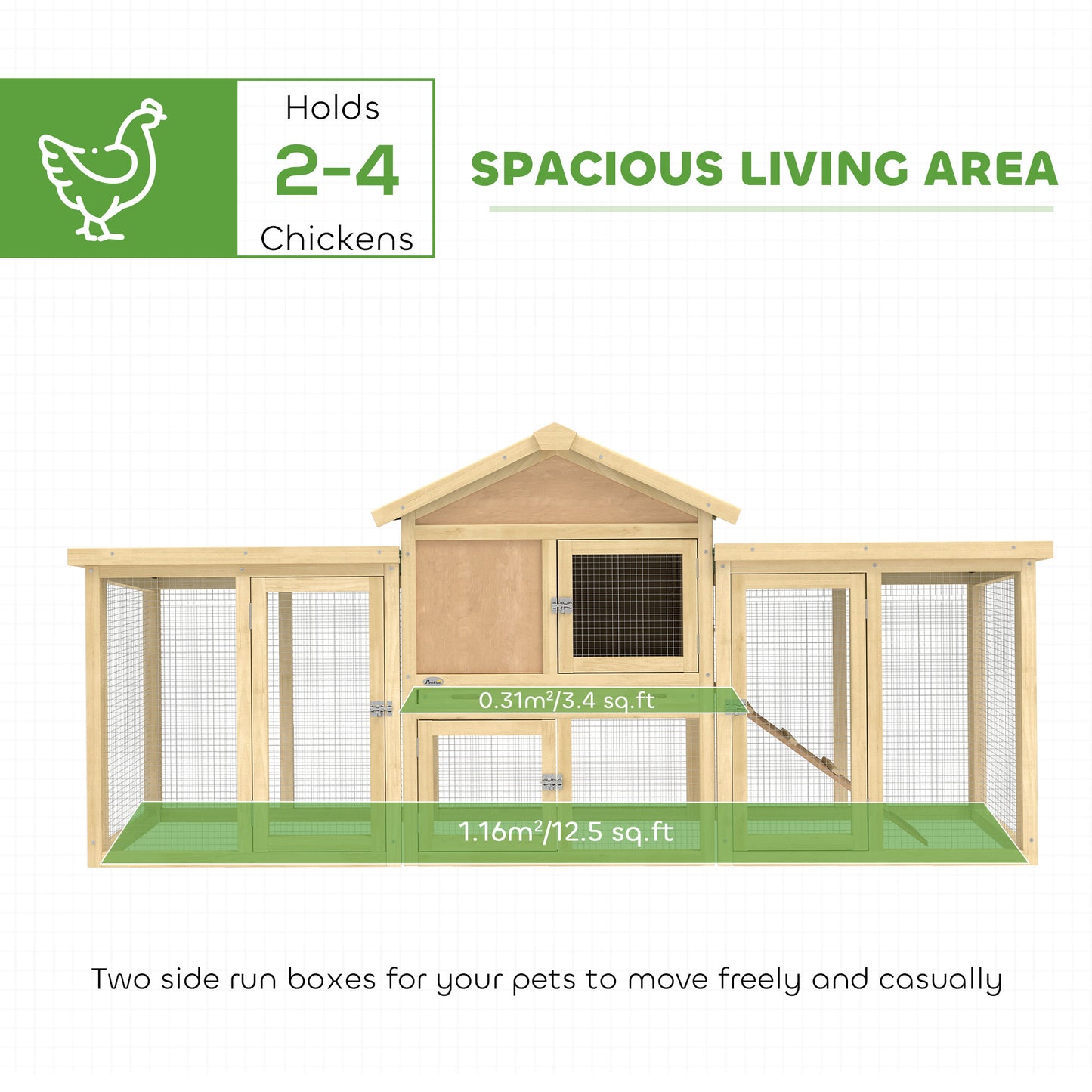 Wooden Chicken Coop Hen House with Nesting Box Run