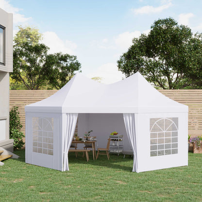 Outsunny 6.8x5M Octagonal Marquee, Heavy Duty Gazebo with Sides and 2 Doors, Party Tent Event Shelter, White