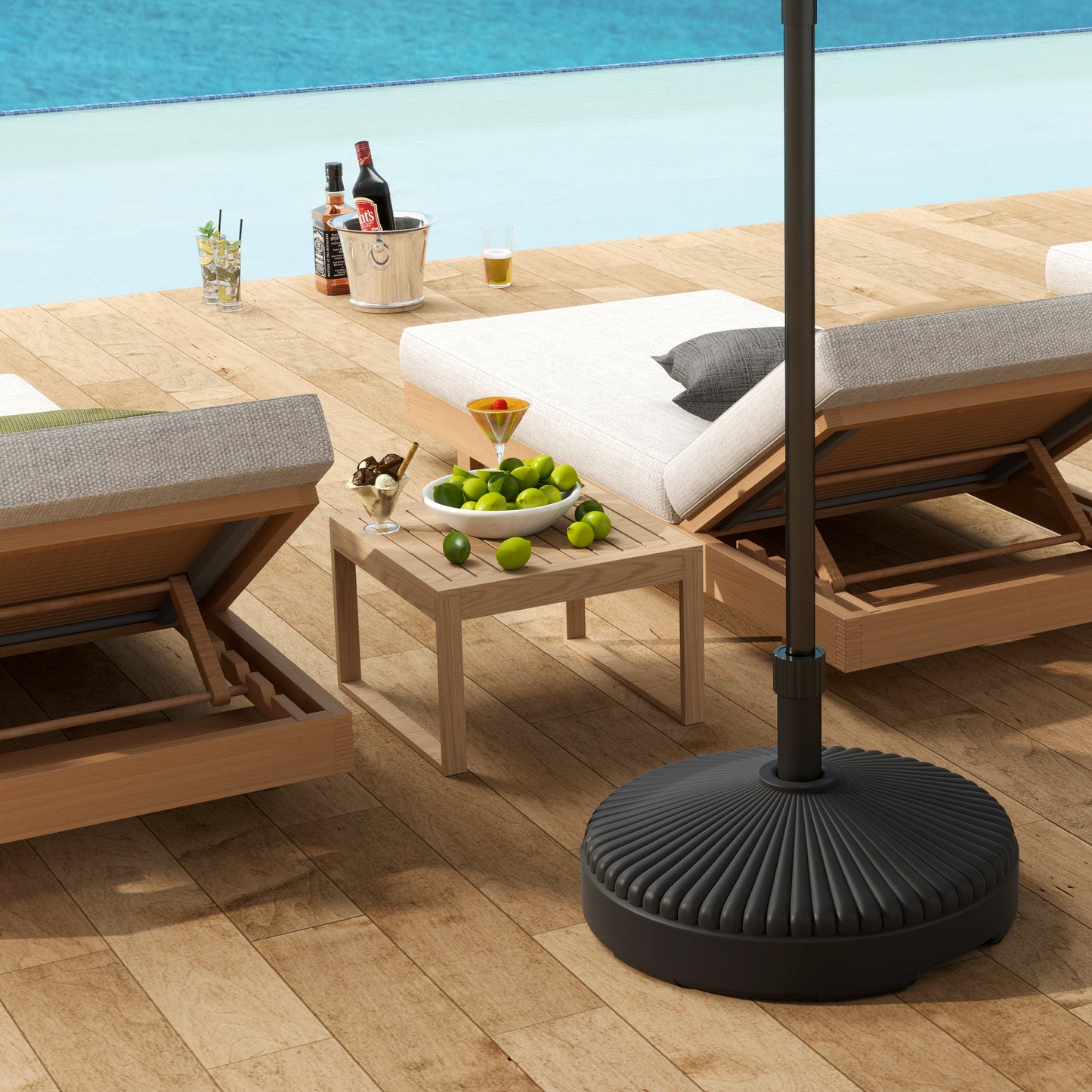 Garden Parasol Base, 28kg Sand Filled, 23kg Water Filled, Black