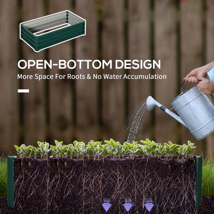 Set of 2 Raised Garden Bed Elevated Planter Box for Flowers Green