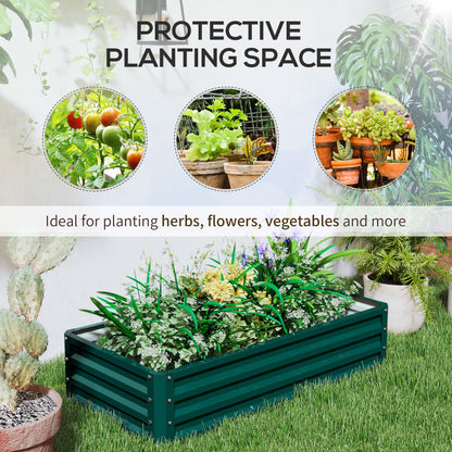 Set of 2 Raised Garden Bed Elevated Planter Box for Flowers Green