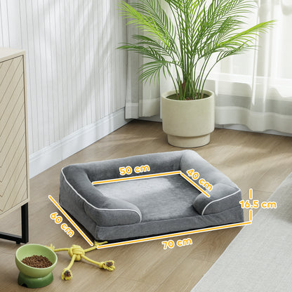 Dog Sofa Bed, Washable Pet Bed with Non-Slip Bottom, Grey