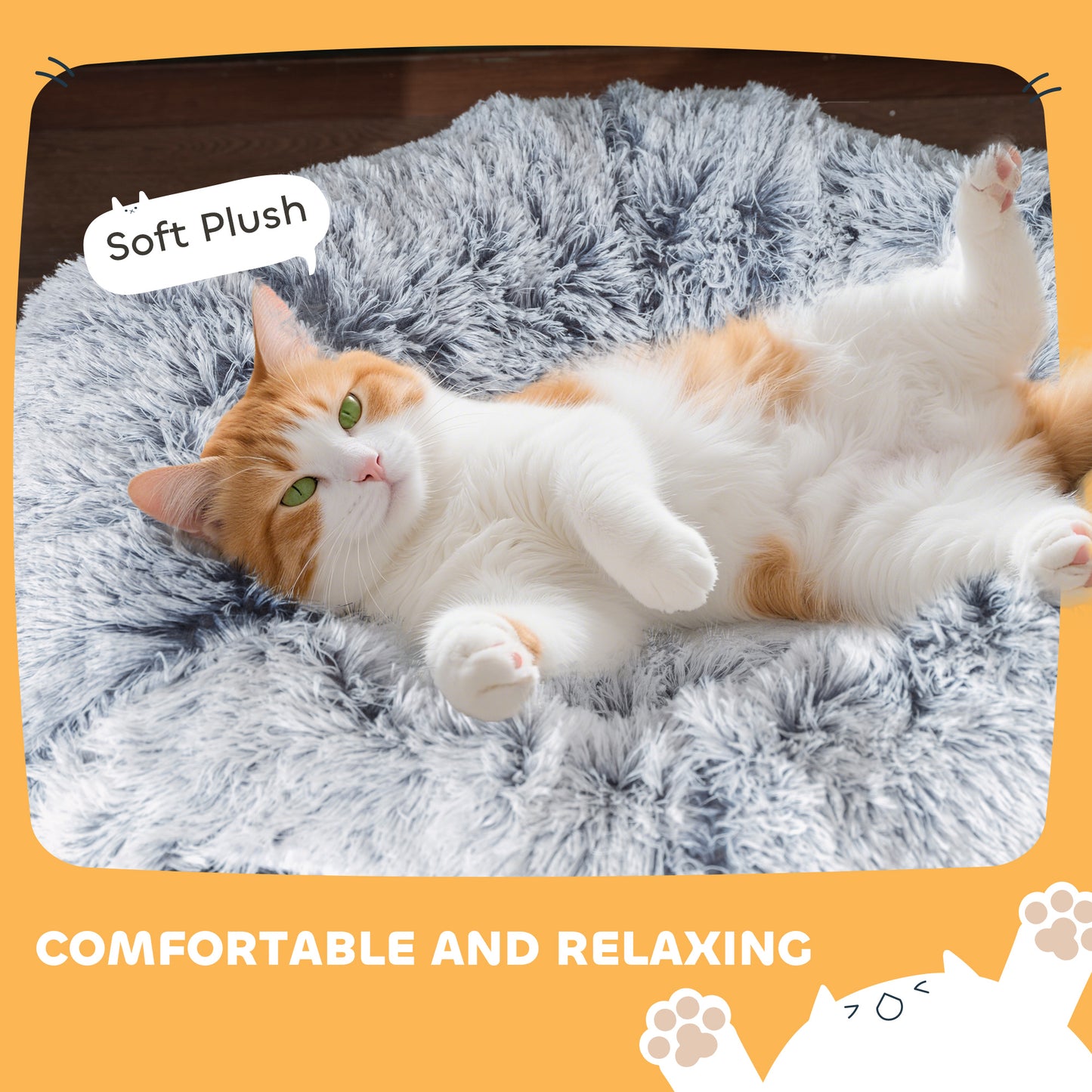 Cat Tunnel for Indoor Cats, 90cm Large Donut Play Tunnel Bed with Washable Cushion, Toy Ball and Door Hole, Pet Play Rabbit Tube Toy, Light Grey