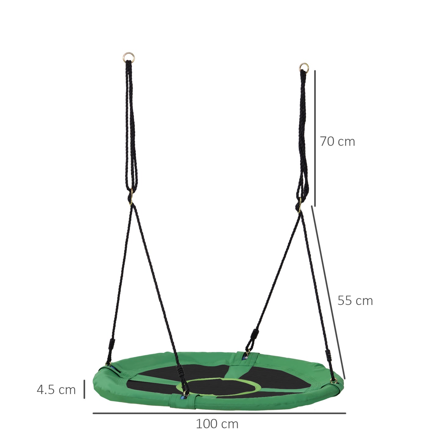 40 Inch / 100 cm Tree Swing Round Kids Nest Swing Seat Adjustable Rope for Outdoor Backyard Garden Play Activity Green