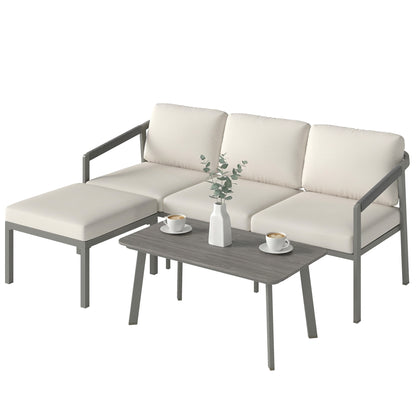 3 Piece Garden Dining Set, Outdoor Patio Furniture, Grey