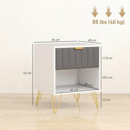 Bedside Drawers Modern Bedside Cabinet with Drawer and Handle, White