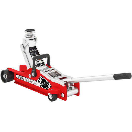Hydraulic Low Profile Floor Jack, 2.5 T 80-360 mm Steel Car Jack, Red