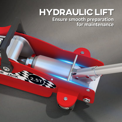 Hydraulic Low Profile Floor Jack, 2.5 T 80-360 mm Steel Car Jack, Red