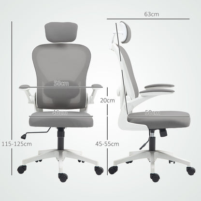 Ergonomic Mesh Office Chair with Headrest, Lumbar Support, Grey