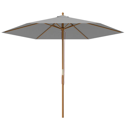 2.5m Wood Garden Parasol Sun Shade Outdoor Wooden Umbrella Canopy