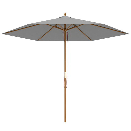 2.5m Wood Garden Parasol Sun Shade Outdoor Wooden Umbrella Canopy