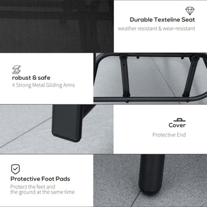 Double Glider Companion Rocking Chairs Loveseat Garden Table Black