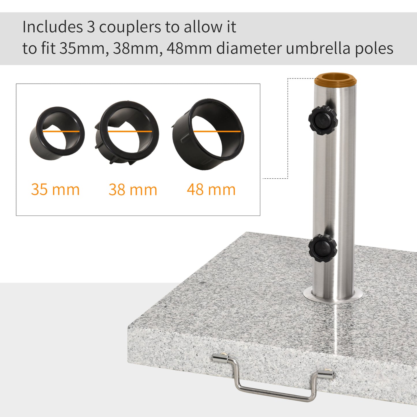 25KG Umbrella Base Parasol Holder Outdoor Wheel Marbel Lawn Garden