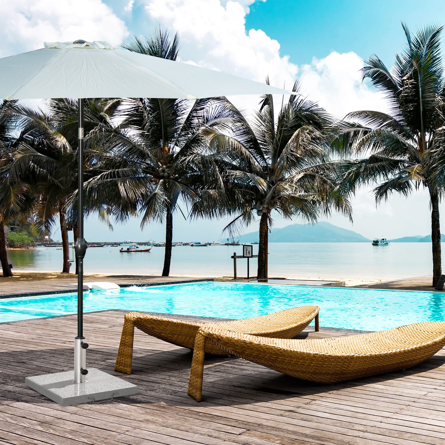 25KG Umbrella Base Parasol Holder Outdoor Wheel Marbel Lawn Garden