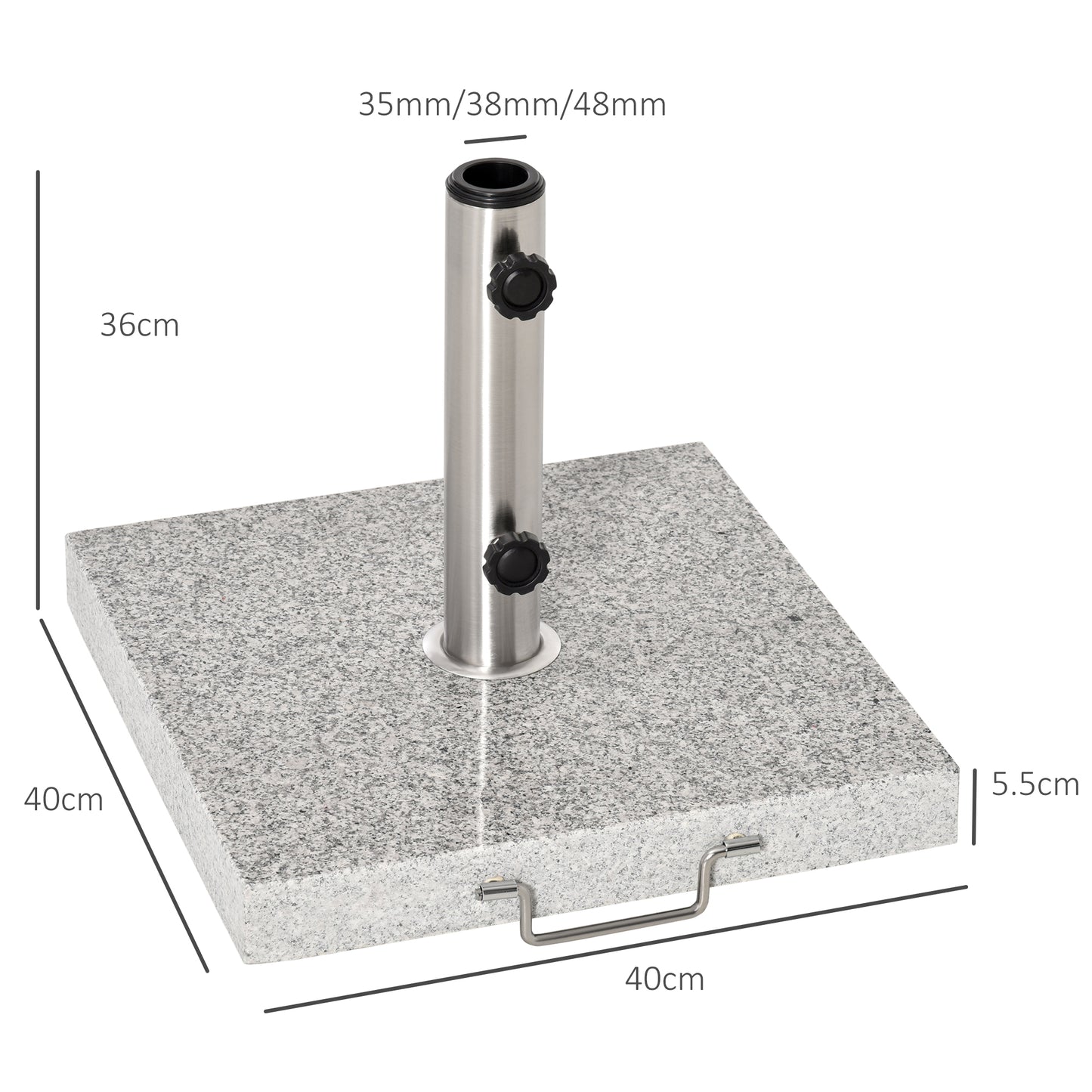25KG Umbrella Base Parasol Holder Outdoor Wheel Marbel Lawn Garden