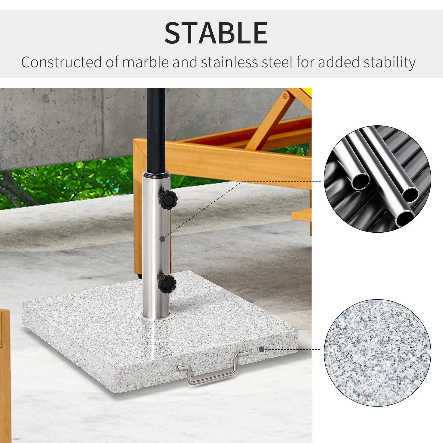 25KG Umbrella Base Parasol Holder Outdoor Wheel Marbel Lawn Garden