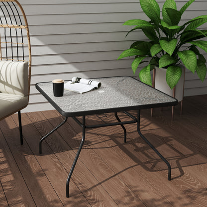Square Patio Table, Glass Top Garden Dining Table 100 x 100cm