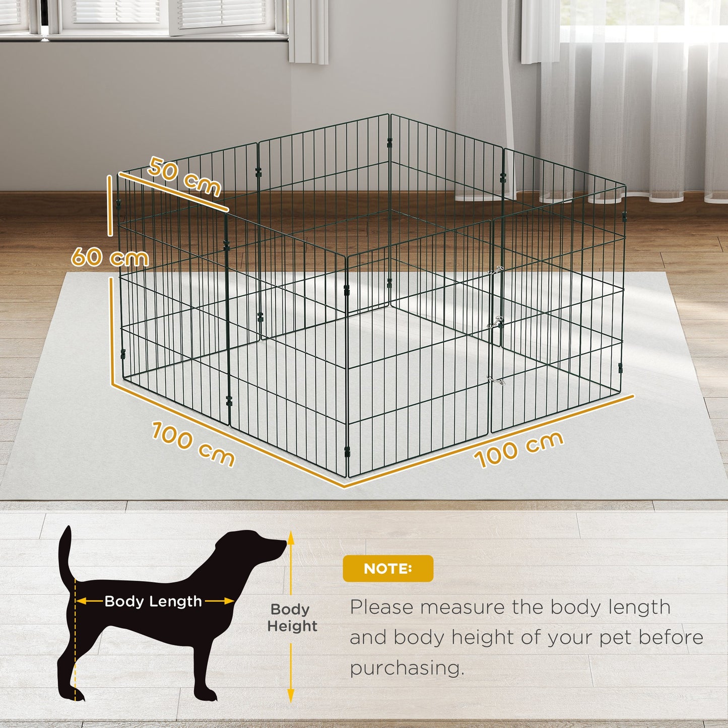 8 Panel Pet Pen, Dog Playpen for Puppies, 60 cm Height