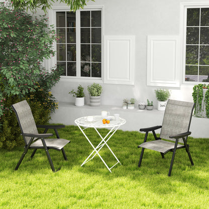 2PCS Folding Chair w/ Breathable Mesh Fabric Seat, Black and Grey