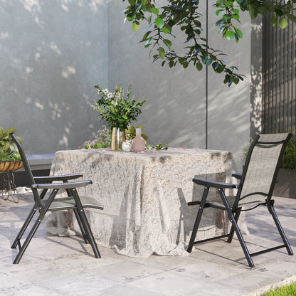 2PCS Folding Chair w/ Breathable Mesh Fabric Seat, Black and Grey