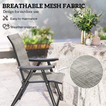 2PCS Folding Chair w/ Breathable Mesh Fabric Seat, Black and Grey