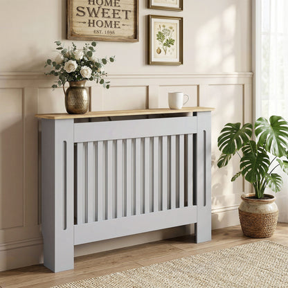 Radiator Cover Painted Slatted MDF Cabinet Lined Grill 112x19x81cm