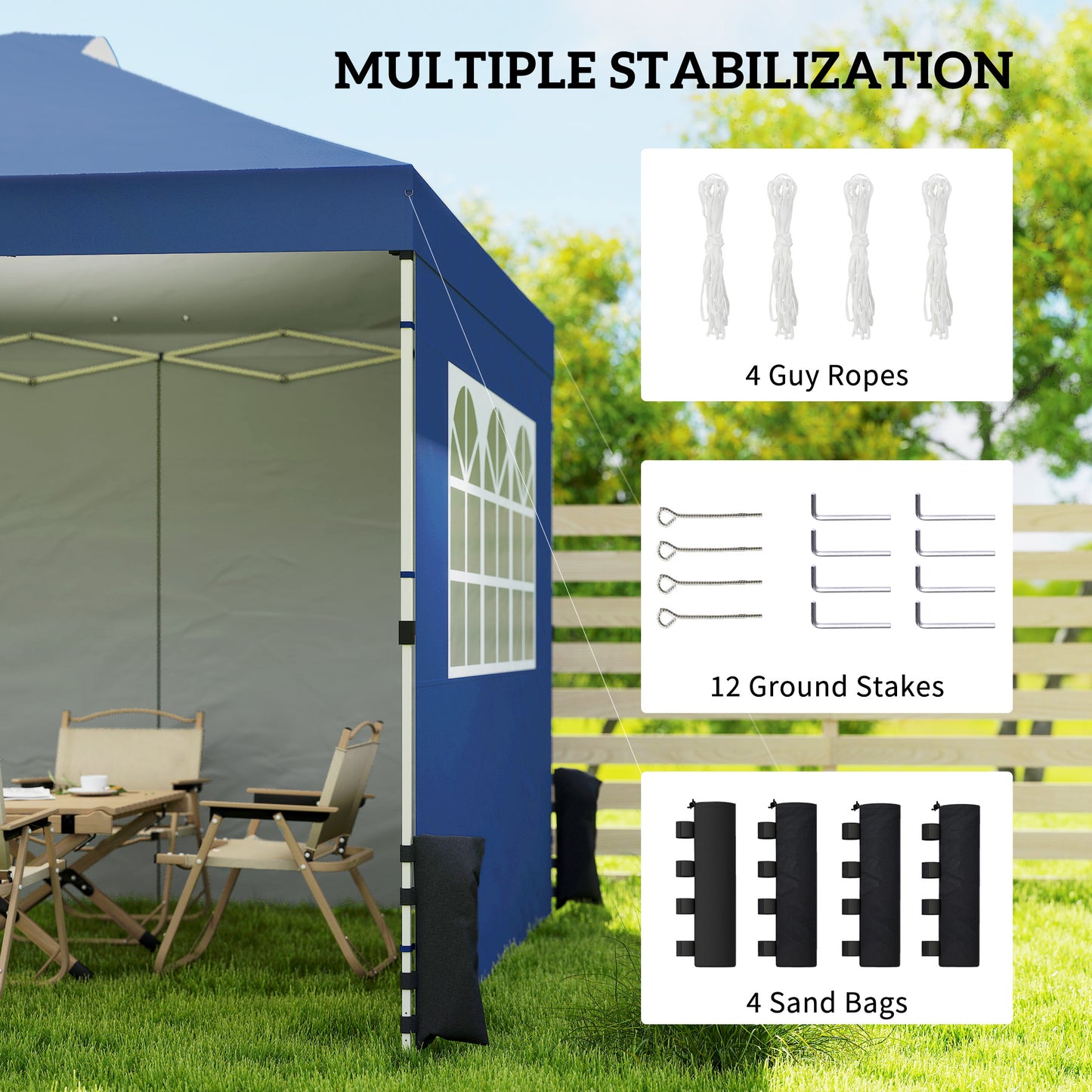 Pop Up Canopy Waterproof Height Adjustable 3 x 3 (m) Dark Blue